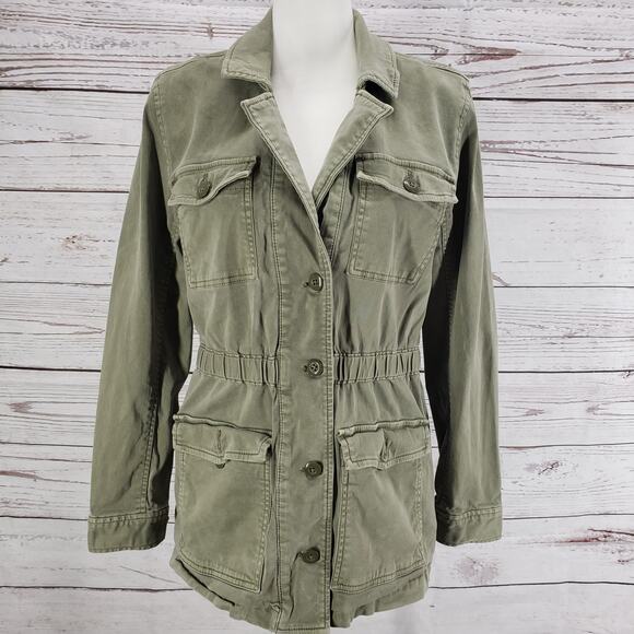Lucky Brand Women's Green Cotton Blend Pockets Button Up Jacket Size Medium - Picture 2 of 13